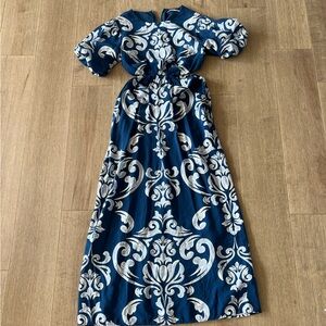 Abercrombie Short Sleeve Cutout Maxi, Petite Xs, blue combo